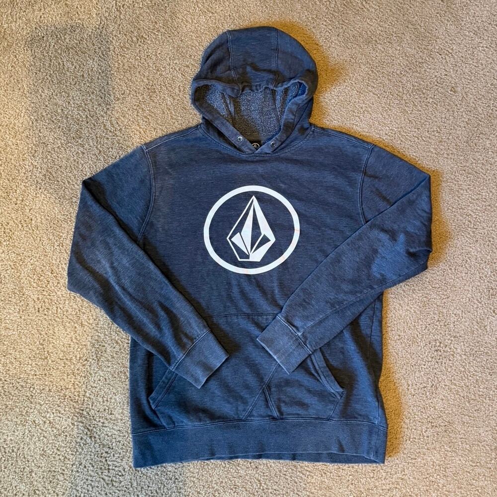 Volcom Stone Logo Pullover Hoodie Blue Gray Heather Mens Size Large L/G